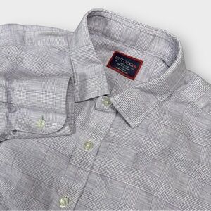 UNTUCKit Torontel‎ Shirt Men’s Medium Lavender Plaid Linen Wrinkle Resistant
